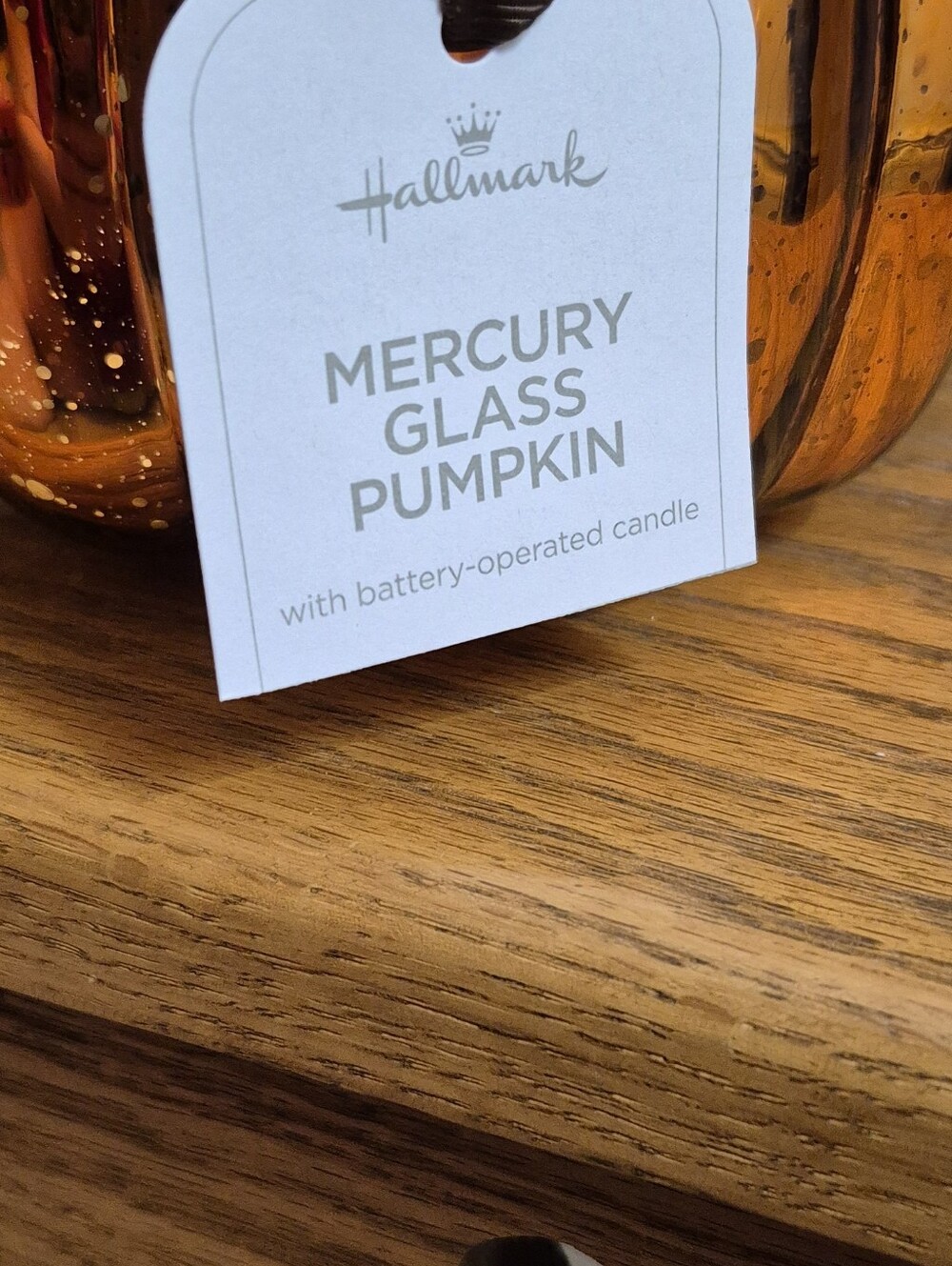 Hallmark Glass Pumpkin Candle Holder with Battery Operated Candle. NEW WITH TAGS - Picture 2 of 6